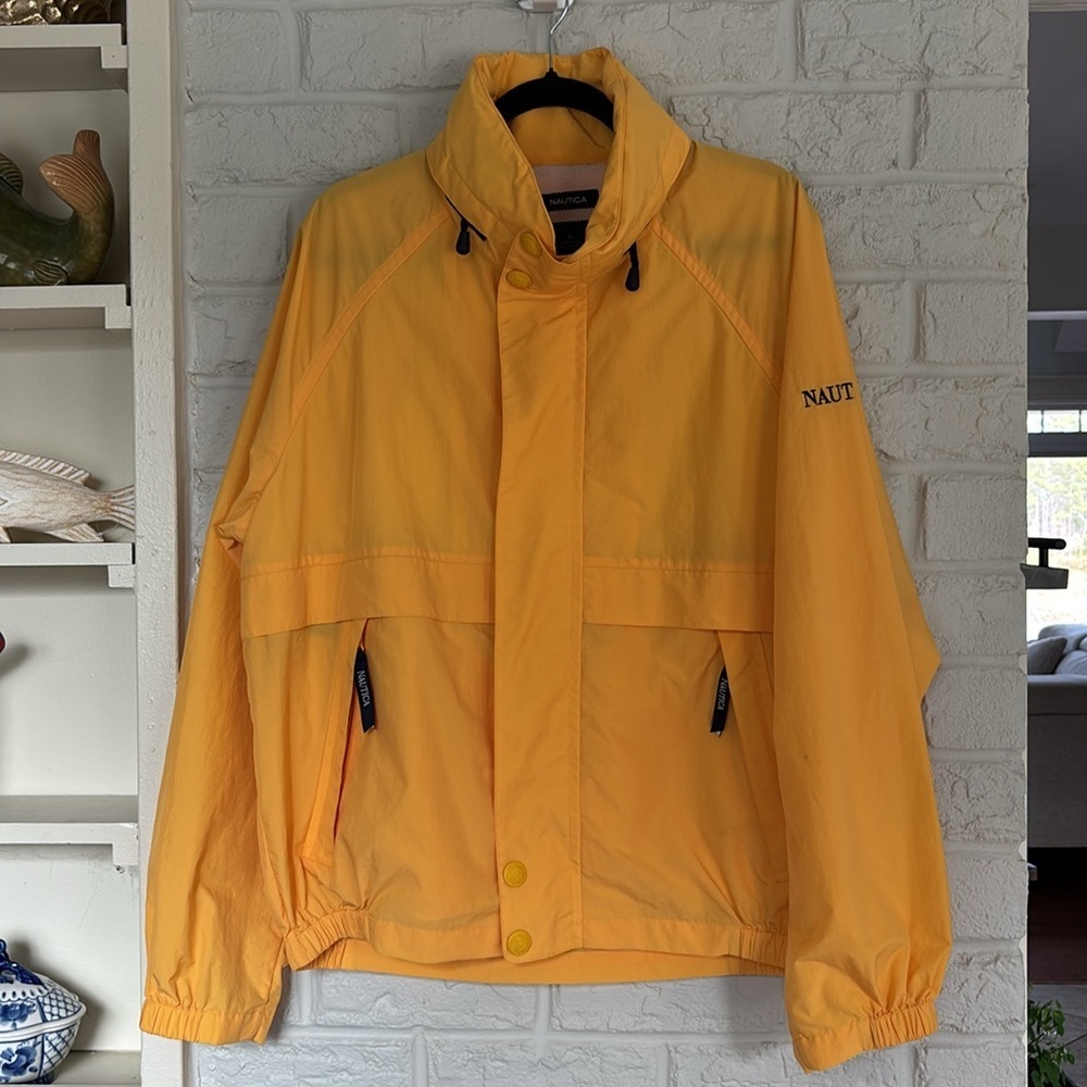 Nautica Coastal Girl Zipper Front Canary Yellow Windbreaker Size Large